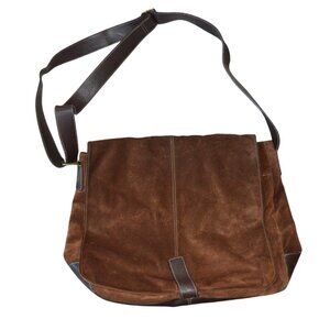 Vintage Wilson's Leather Mens Brown Suede Messenger Bag Lap Top Rustic Satchel